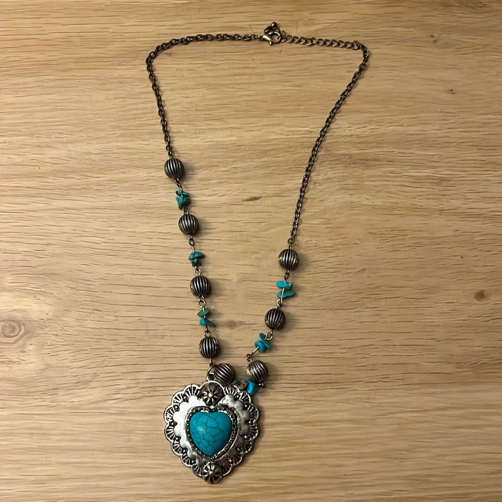 VTG Turquoise Heart Pendant Necklace Women’s